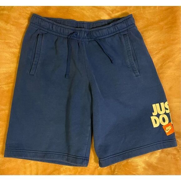 Nike Sportswear Mens Just Do It Blue Sweat Shorts Box Logo Pockets Med - Picture 3 of 7